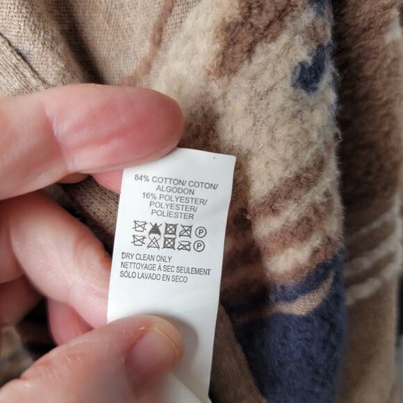 Lucky Brand Cardigan Size M Open Front Tribal Knit Sweater Earth Tones Boho Cozy - Picture 9 of 9